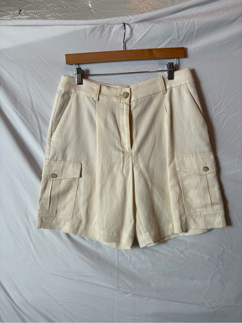 Cream Cargo Utility Shorts - Women's